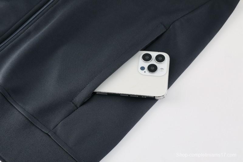 2025 Nike Black/Deep Grey Full Hoodie Zipper Jacket +Long Pants