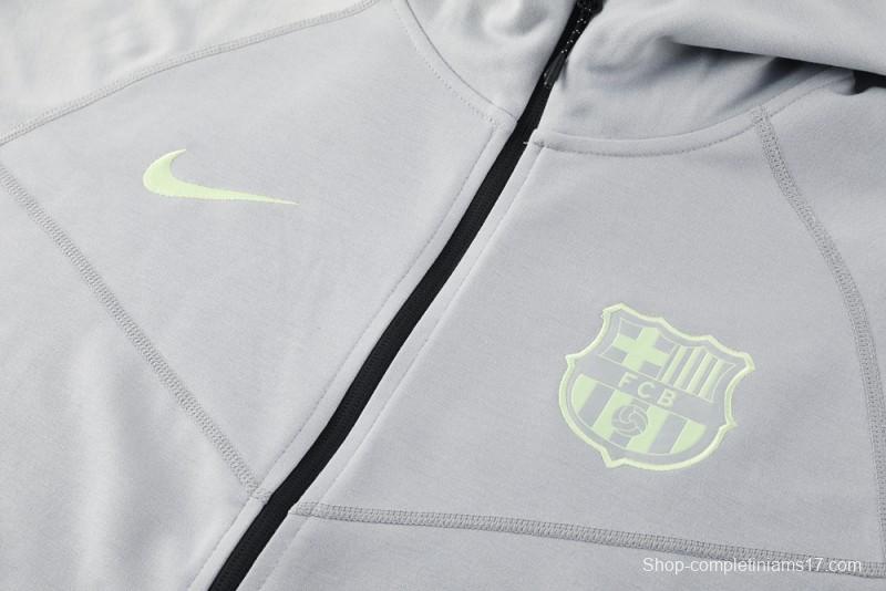 25/26 Barcelona Grey Full Zipper Hoodie Jacket +Long Pants