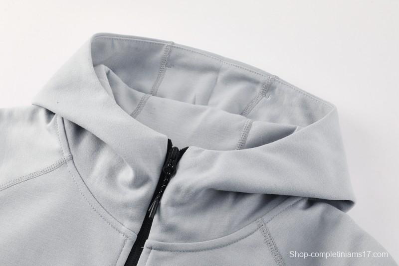 25/26 Barcelona Grey Full Zipper Hoodie Jacket +Long Pants