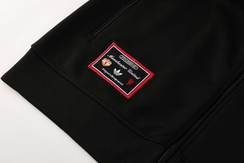 25/26 Manchester United Black Full Hoodie Zipper Jacket +Long Pants