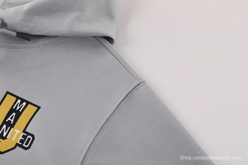 25/26 Manchester United Hooide Grey Full Zipper Jacket + Long Pants