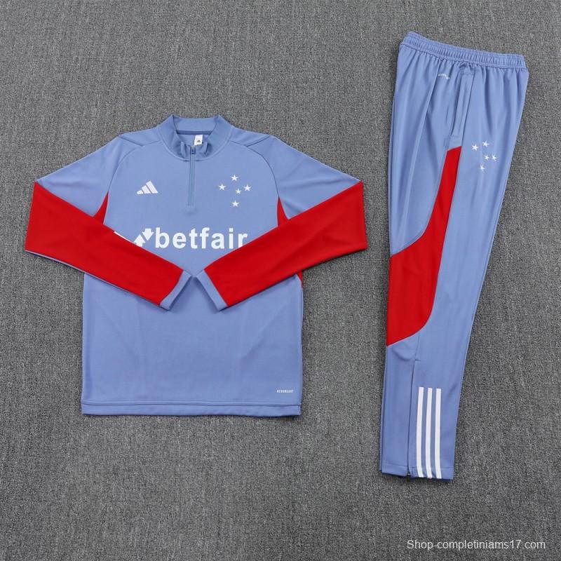 25/26 Cruzeiro Bluish Gray Navy Half Zipper Jacket+Long Pants