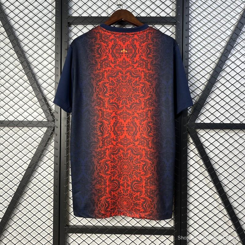 25/26 PSG  Paris Saint-Germain Navy with Red Ornate Pattern Jersey