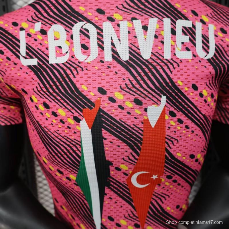Player Version 25/26 Palestine Pink with Geometric Wave Pattern Jersey