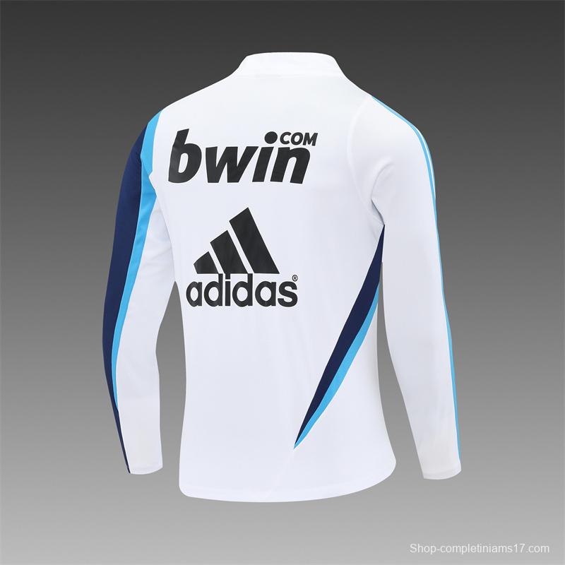 Retro 09/10 Real Madrid White Half Zipper Jacket