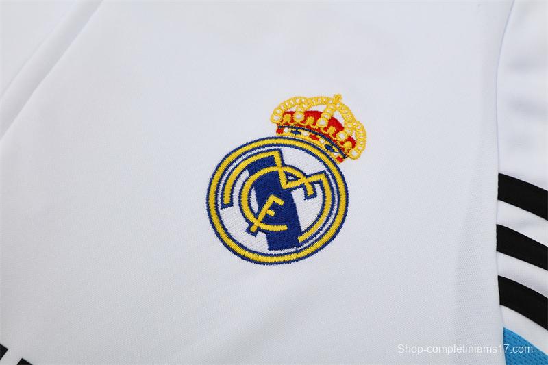 Retro 03/04 Real Madrid White Half Zipper Jacket+Long Pants