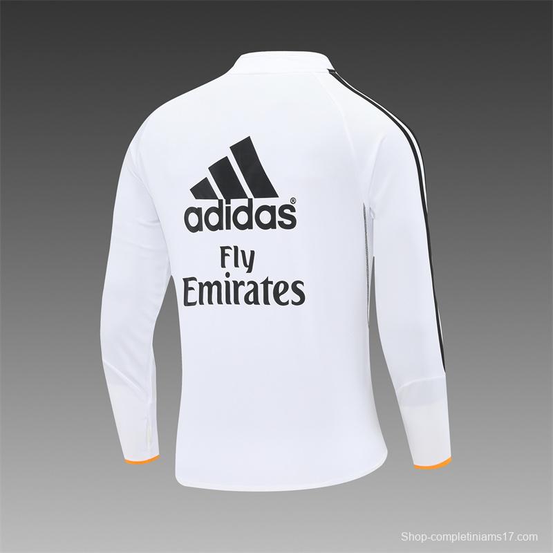 Retro 13/14 Real Madrid White Half Zipper Jacket