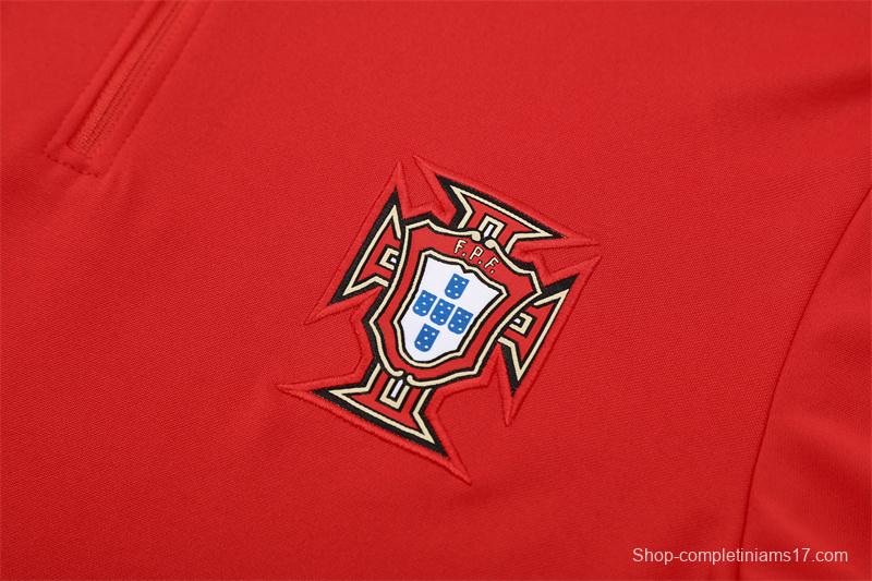 25/26 Portugal Red Half Zipper Jacket+Long Pants