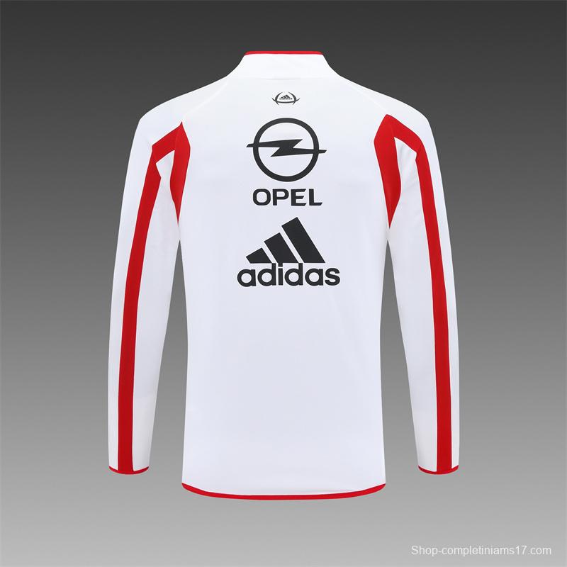 Retro 05/06 AC Milan White Half Zipper Jacket+Long Pants