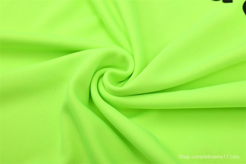 Retro 15/16 Real Madrid Fluorescent Green Half Zipper Jacket+Long Pants