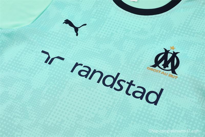 25/26 Olympique de Marseille Lake Blue Camouflage with XS Short Sleeve+Soccer Shorts