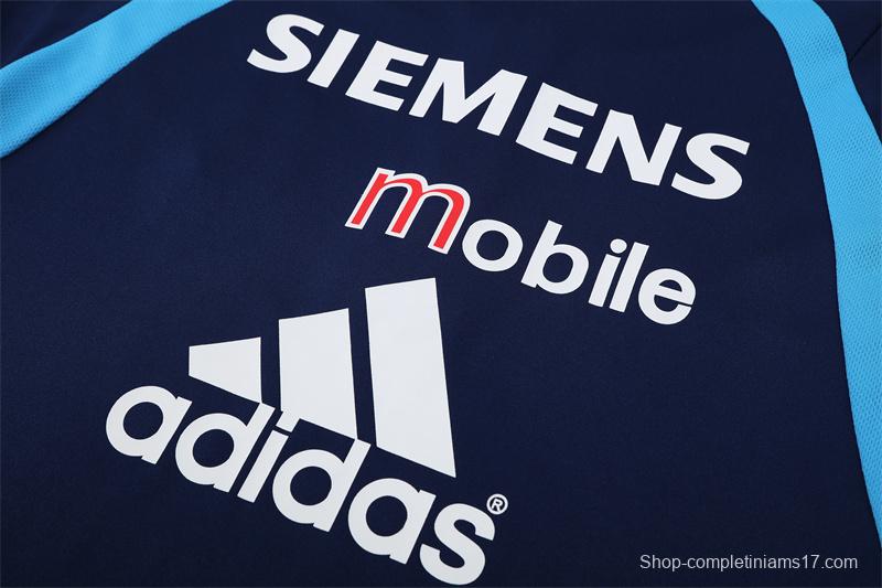 Retro 03/04 Real Madrid Royal Blue Half Zipper Jacket+Long Pants