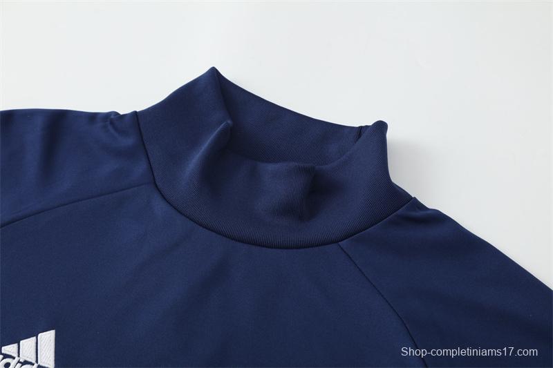 Retro 16/17 Real Madrid Royal Blue Half Zipper Jacket+Long Pants