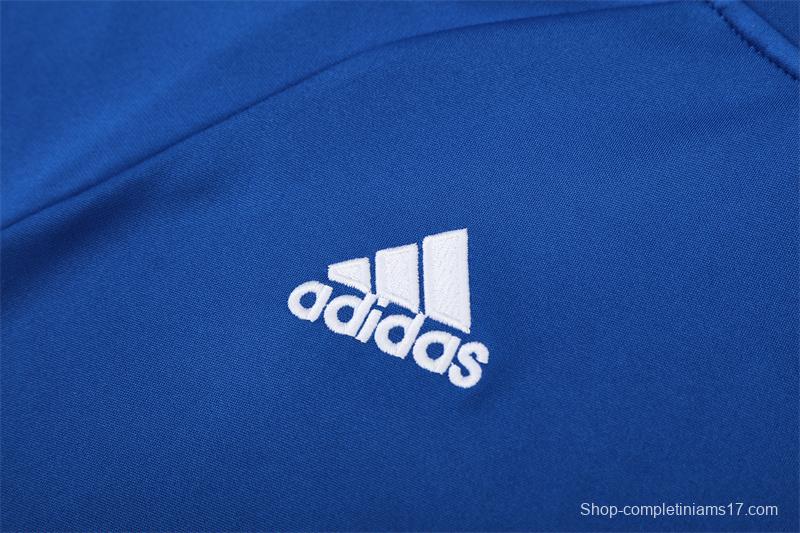 Retro 13/14 Real Madrid Color Blue Half Zipper Jacket+Long Pants