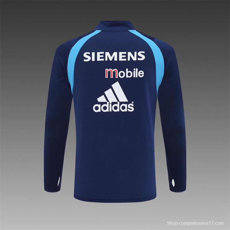 Retro 03/04 Real Madrid Royal Blue Half Zipper Jacket