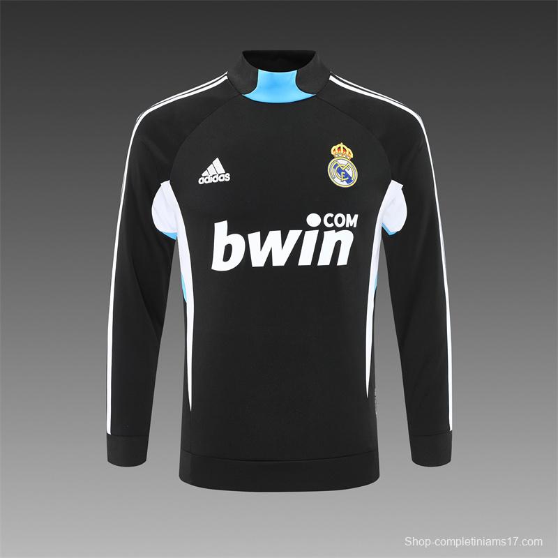 Retro 08/09 Real Madrid Black Half Zipper Jacket