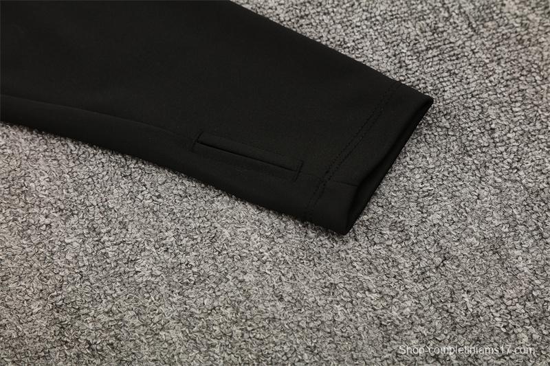 25/26 Portugal Black Half Zipper Jacket+Long Pants