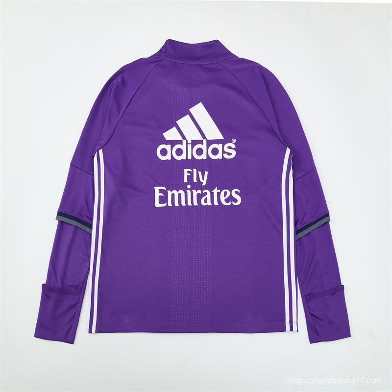 Retro 16/17 Real Madrid Purple Half Zipper Jacket+Long Pants