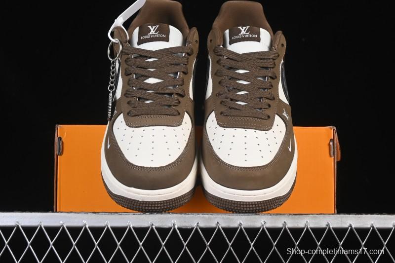 Nike Air Force 1 '07 Low LV Collaboration Military Green Silver Black Casual Sneakers - DK0188-086