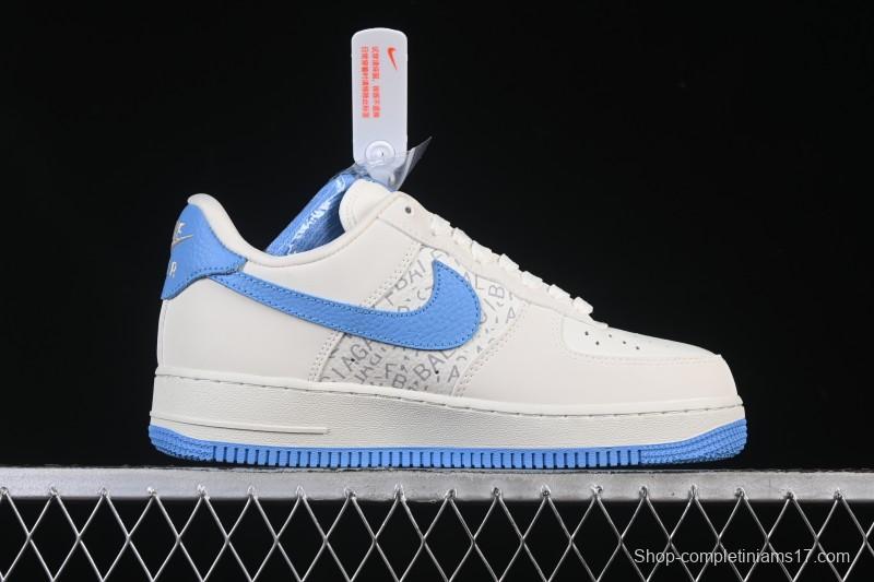Nike Air Force 1 '07 Low Balenciaga Collaboration White Blue Gold Casual Sneakers - YF9511-803
