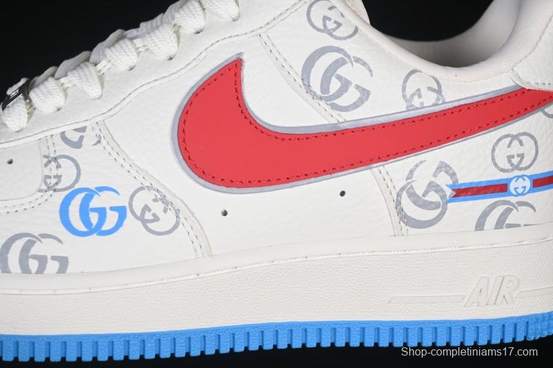 Nike Air Force 1'07 Low Gucci Collaboration White Red Blue Low-Top Casual Sneakers - SC0601-572