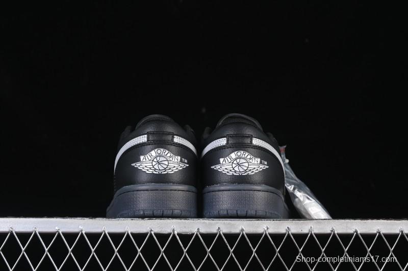Nike Air Jordan 1 Low AJ1 Black White Canvas Patch Low Top Casual Basketball Shoes - HV5968-001