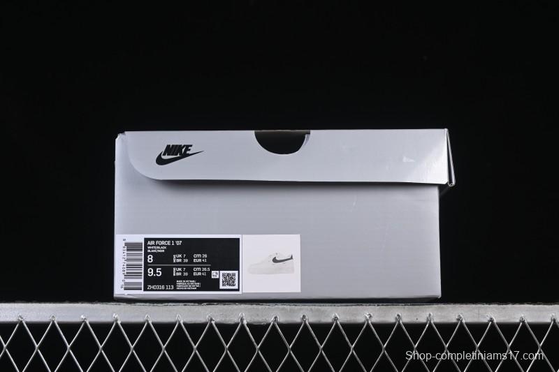 Nike Air Force 1'07 Low Four Hook Black White Casual Sneakers - ZH0316-113