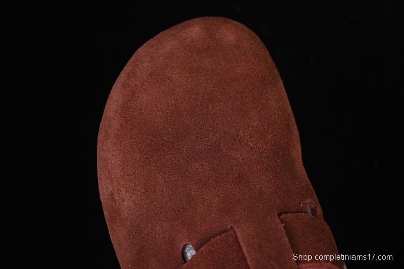 Birkenstock Sandals Series with Soft Leather Upper and Cork Rubber Midsole - Red Wine