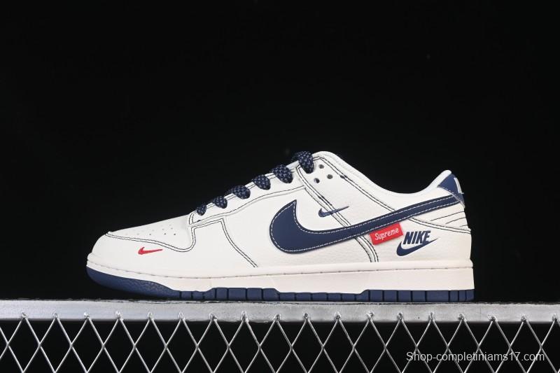 Nike SB Dunk Low Supreme Collaboration Light Blue Swoosh Low-Top Casual Skate Shoes - HH7518-083