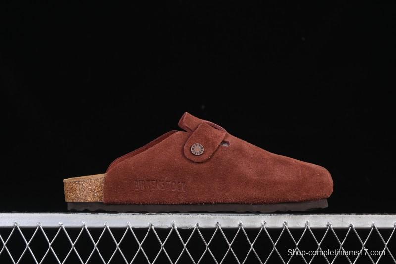 Birkenstock Sandals Series with Soft Leather Upper and Cork Rubber Midsole - Red Wine