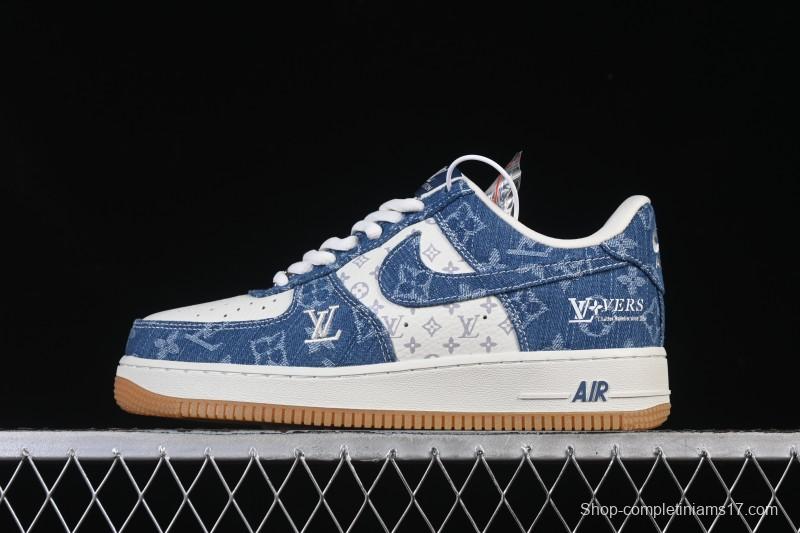 Nike Air Force 1 '07 Low LV Collaboration White Navy Blue Casual Sneakers - YF9511-813