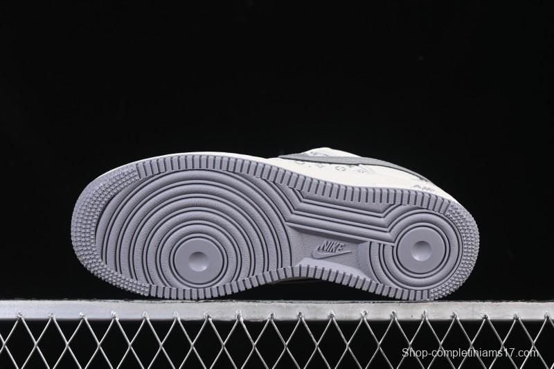 Nike Air Force 1 '07 Low LV Collaboration Printed Beige Swoosh Casual Low-Top Sneakers - HH7518-079