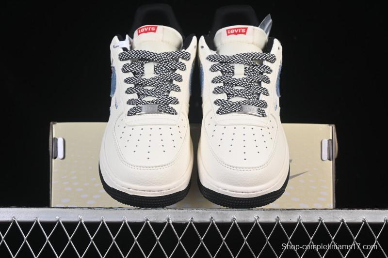Nike Air Force 1 '07 Low Levi's Collaboration Light Blue Denim Four Swoosh Casual Sneakers - QW5606-261