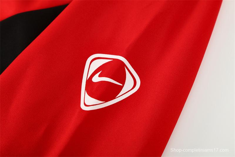 Retro 02/03 Manchester United Red Half Zipper Jacket+Long Pants