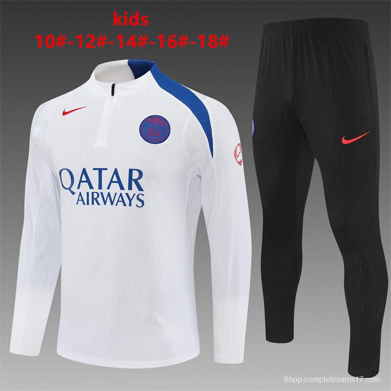 Player Version 25/26 Kids Paris White T90 Half Zipper Jacket+Long Pants