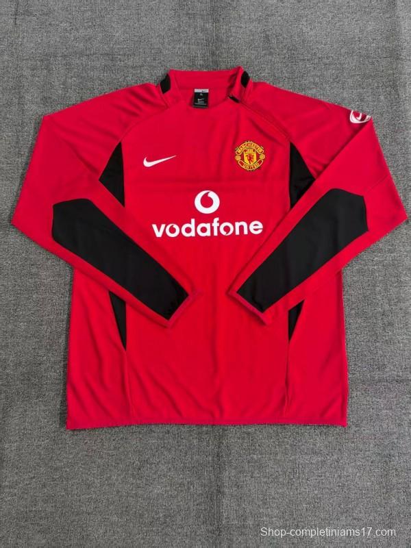 Retro 02/03 Manchester United Red Half Zipper Jacket+Long Pants