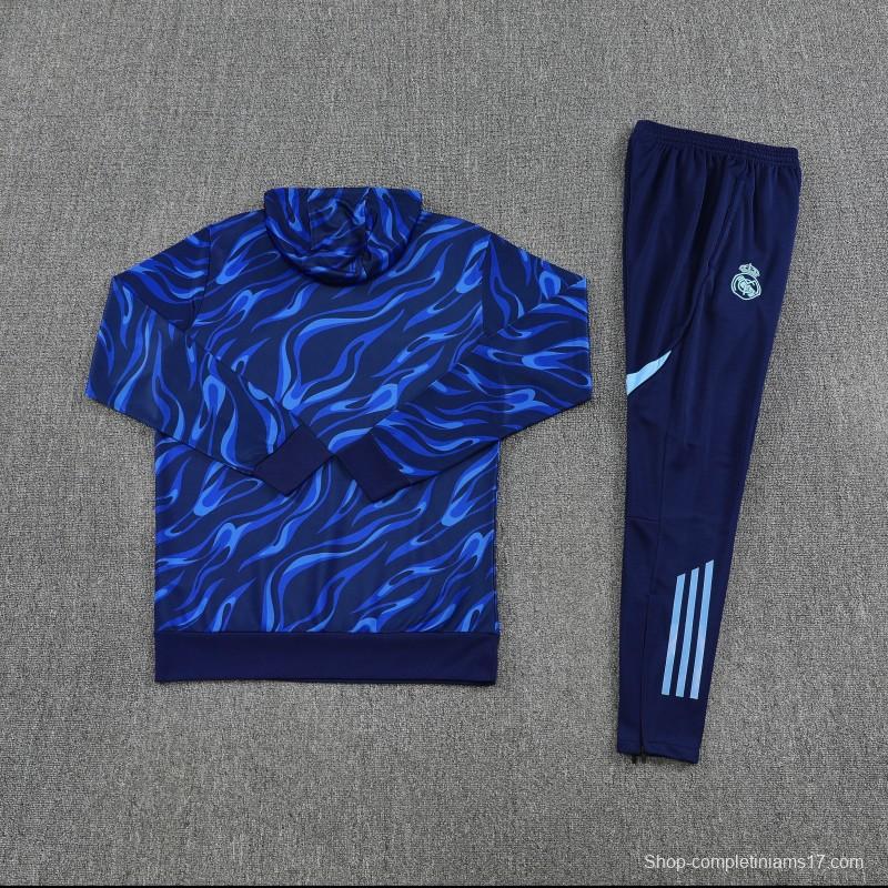 25/26 Real Madrid Blue Hoodie +Long Pants