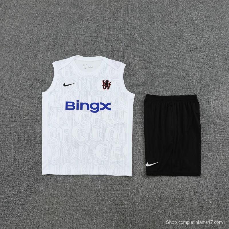 25/26 Chelsea White Vest Jersey+Shorts