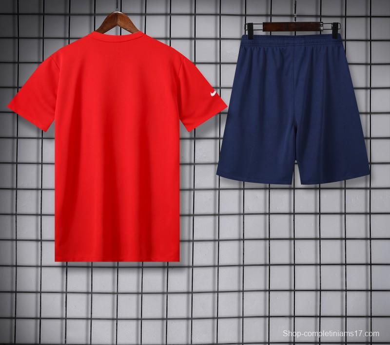 25/26 Atletico Madrid Red/White Stripe Short Sleeve+Shorts