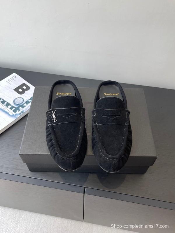 Saint Laurent Classic Loafer Mule Flat Shoes - KFY00320