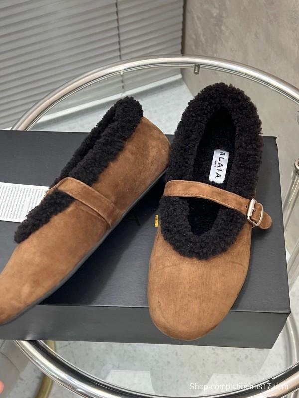 Alaia Fall/Winter 2025 Wool Mary Jane Ballet Flats - KFY00310