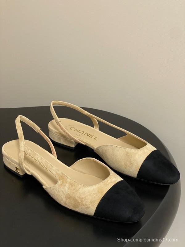 Chanel Sling-back Two-tone Suede Flats/Heels - KFY00280