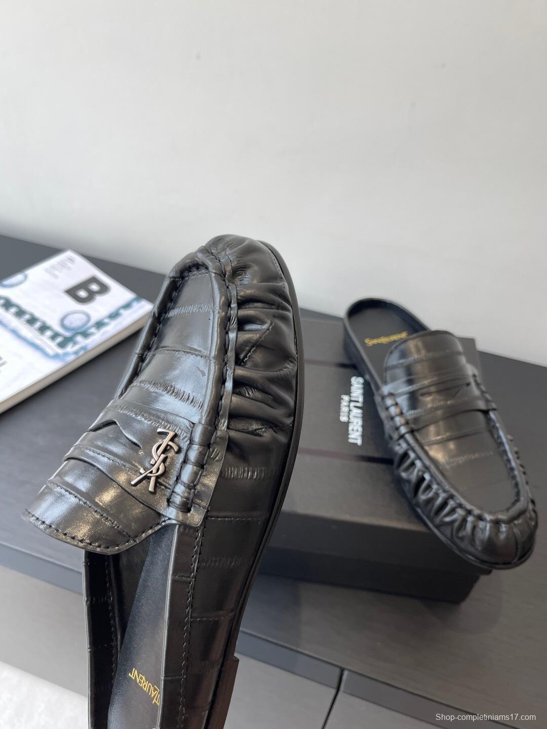 Saint Laurent Classic Loafer Half-Drag Mule Shoes - KF Y00350