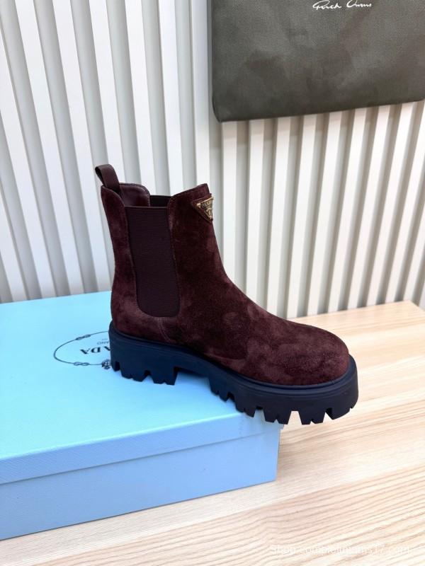 Prada 2025 SS Chunky Platform Ankle Boots - LY0340