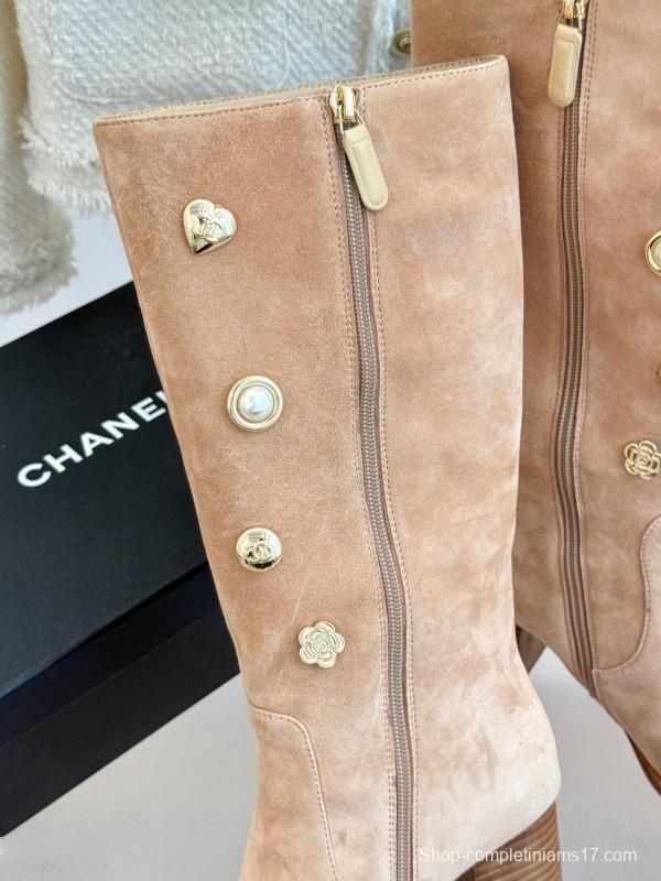 Chanel 25K Double C Metal Buckle High Heel Boots - KFY00530