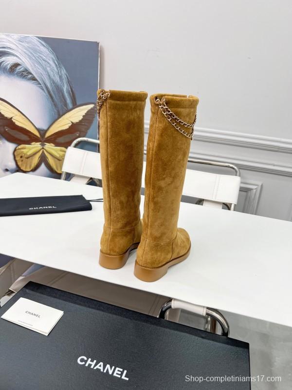 Chanel 2025/SS Quilted Leather Chain Four-Leaf Clover CC Flat Ankle Boots - LY00510