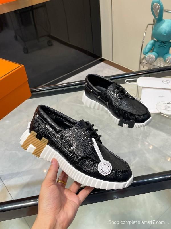Hermès Classic Casual Sports Shoes with Exaggerated H Logo and Height Increase - LY00300