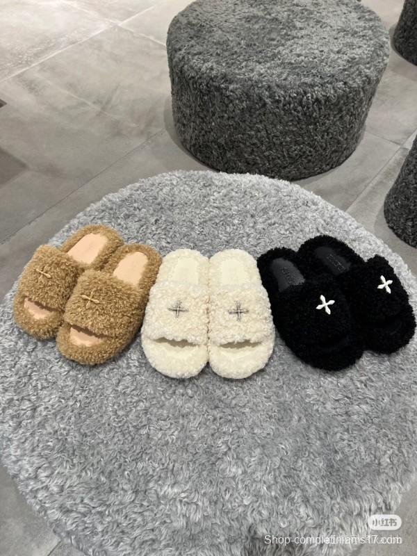 SMFK 2025SS Fur Mule Sandals Latest Popular Cross Pattern - KFY00230
