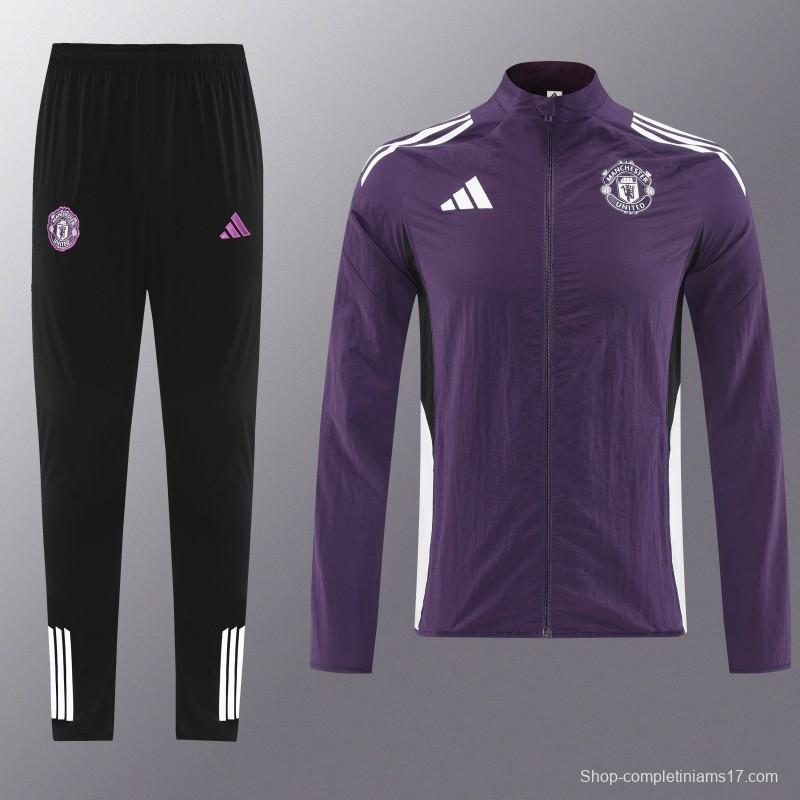 25/26 Manchester United Purple S-2XL Half Zipper Jacket+Long Pants