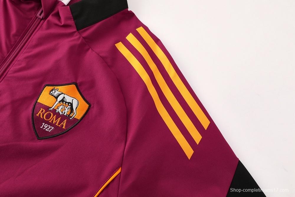 25/26 AS Roma Maroon S-3XL Half Zipper Jacket+Long Pants